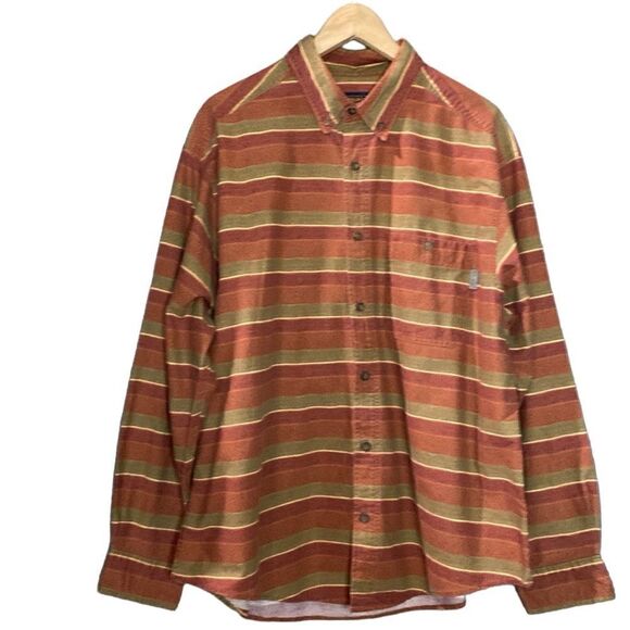 Woolrich MEN'S 6380 LT BUCKSKIN PRIMITIVE STRIPE Button Down Shirt - Picture 1 of 10